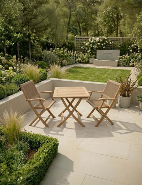 London 2 Seater Square Folding Bistro Set with London Rope Folding Armchairs - image 1