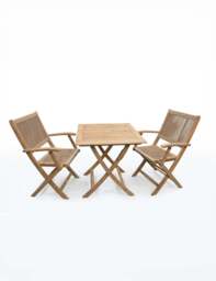 London 2 Seater Square Folding Bistro Set with London Rope Folding Armchairs - thumbnail 5