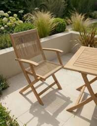 London 2 Seater Square Folding Bistro Set with London Rope Folding Armchairs - thumbnail 2