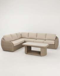 BORA 6-Seater Rattan Lounging Set with Coffee Table - With Free Cover - thumbnail 6