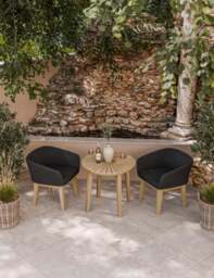 Roma 2 Seater Round Sunray Bistro Set with Eden Night Dining Chairs - thumbnail 1