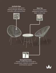 Monaco 2 Seater Egg Chair Bistro Set - Grey - thumbnail 5