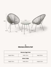 Monaco 2 Seater Egg Chair Bistro Set - Grey - thumbnail 6