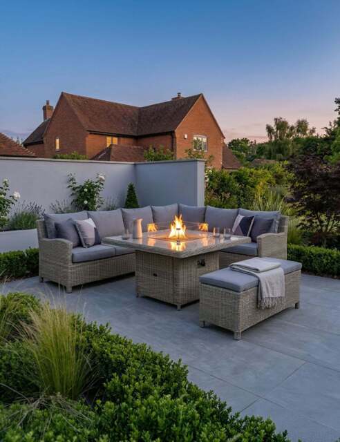 Wentworth 8 Seater Deluxe Modular Corner Dining & Lounging Set with Square Fire Pit Table - image 1