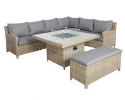 Wentworth 8 Seater Deluxe Modular Corner Dining & Lounging Set with Square Fire Pit Table - thumbnail 3