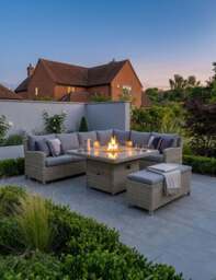 Wentworth 8 Seater Deluxe Modular Corner Dining & Lounging Set with Square Fire Pit Table - thumbnail 1