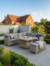 Wentworth 8 Seater Deluxe Modular Corner Dining & Lounging Set with Square Fire Pit Table - thumbnail 2