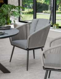 Aspen 6 Seater Ellipse Ceramic Glass Dining Set with Aspen Rope Chairs - thumbnail 2