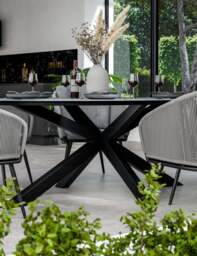 Aspen 6 Seater Ellipse Ceramic Glass Dining Set with Aspen Rope Chairs - thumbnail 3