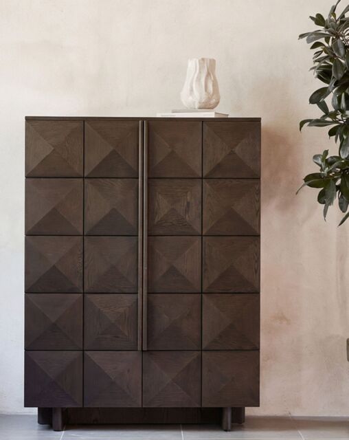 ROKA Dark Wood Geometric 2-Door Cabinet - image 1