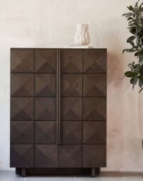 ROKA Dark Wood Geometric 2-Door Cabinet