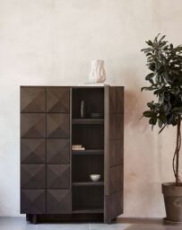 ROKA Dark Wood Geometric 2-Door Cabinet - thumbnail 2