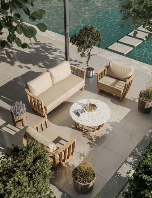 LUCCA 5-Seater Wood Lounging Set with Coffee Table - image 1