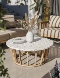 LUCCA 5-Seater Wood Lounging Set with Coffee Table - thumbnail 3