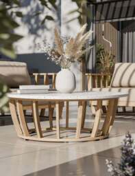 LUCCA 5-Seater Wood Lounging Set with Coffee Table - thumbnail 4
