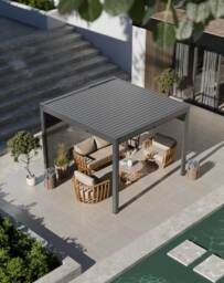 Luxe 3x3m Pergola with Solar Lighting System and Voice Control - 4 screens - thumbnail 4
