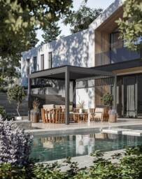 Luxe 3x3m Pergola with Solar Lighting System and Voice Control - 4 screens