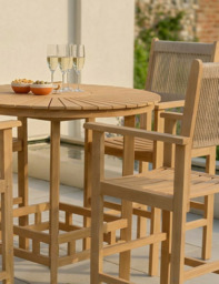 Roma 100cm Round Sunray High Bar Table with 4 Roma Rope Bar Stools - thumbnail 2