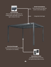 Pure 4x3m Pergola with Manual Louvered Roof and solar powered lighting - thumbnail 4