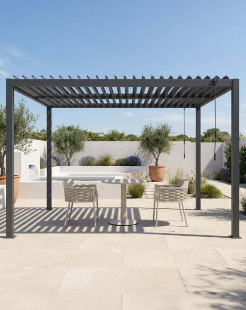 Pure 3x3m Pergola with Manual Louvered Roof and solar powered lighting - image 1