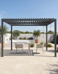 Pure 3x3m Pergola with Manual Louvered Roof and solar powered lighting