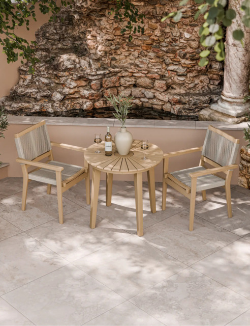 Roma 80cm Round Sunray Bistro Set with Roma Rope Stacking Chairs - image 1