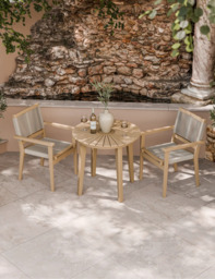 Roma 80cm Round Sunray Bistro Set with Roma Rope Stacking Chairs - thumbnail 1