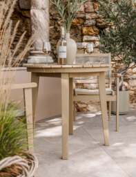 Roma 80cm Round Sunray Bistro Set with Roma Rope Stacking Chairs - thumbnail 3