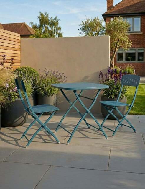 Venice 2 Seater Folding Bistro Set in Caribbean Blue - image 1