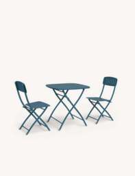 Venice 2 Seater Folding Bistro Set in Caribbean Blue - thumbnail 5