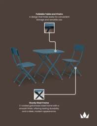 Venice 2 Seater Folding Bistro Set in Caribbean Blue - thumbnail 3