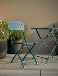 Venice 2 Seater Folding Bistro Set in Caribbean Blue - thumbnail 2