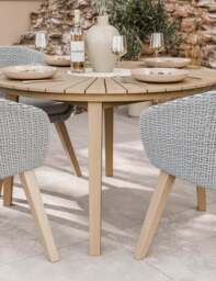 Roma 4 Seater Round Sunray with Terrazzo Insert Dining Set with Sol Dining Chairs - thumbnail 3