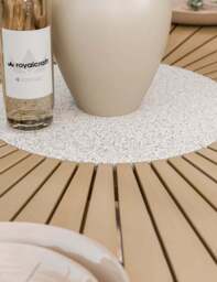 Roma 4 Seater Round Sunray with Terrazzo Insert Dining Set with Sol Dining Chairs - thumbnail 2