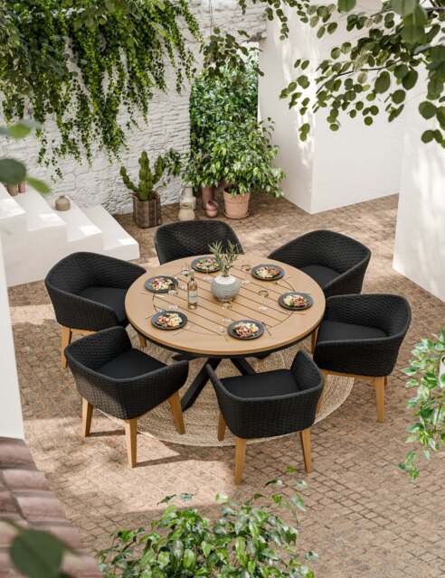 Tuscany 6 Seater Round Dining Set with Eden Night Dining Chairs - image 1
