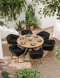 Tuscany 6 Seater Round Dining Set with Eden Night Dining Chairs - thumbnail 1