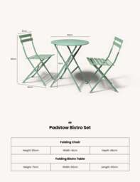 Padstow Folding Bistro Set Moss - thumbnail 4