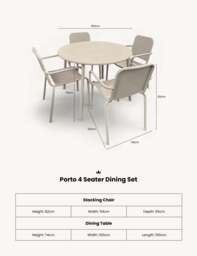 Porto 4 Seater Round Dining Set in Cashmere - thumbnail 4