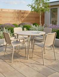 Porto 4 Seater Round Dining Set in Cashmere - thumbnail 1