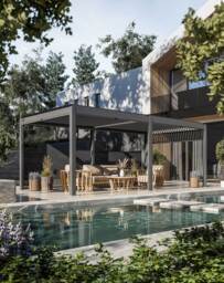 Luxe 6x3m Pergola with Solar Lighting System and Voice Control - 3 screens - thumbnail 1