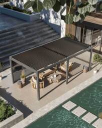 Luxe 6x3m Pergola with Solar Lighting System and Voice Control - 3 screens - thumbnail 2