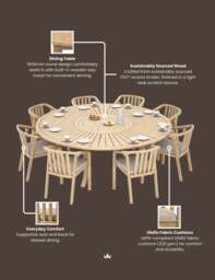 MARIS 8-Seater Round Dining Set with Wooden Lazy Susan - thumbnail 4