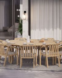 MARIS 8-Seater Round Dining Set with Wooden Lazy Susan - thumbnail 1