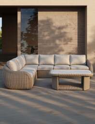 BORA 6-Seater Rattan Lounging Set with Coffee Table - With Free Cover