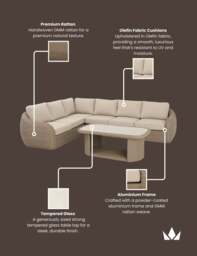 BORA 6-Seater Rattan Lounging Set with Coffee Table - With Free Cover - thumbnail 4