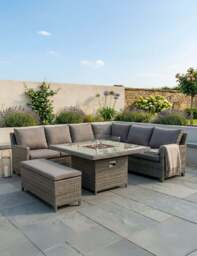 Paris 8 Seater Deluxe Modular Corner Dining & Lounging Set -with Square Fire Pit Table - thumbnail 2