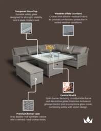 Paris 8 Seater Deluxe Modular Corner Dining & Lounging Set -with Square Fire Pit Table - thumbnail 3