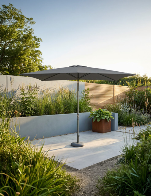 Crank and Tilt Rectangular Parasol - Grey - image 1