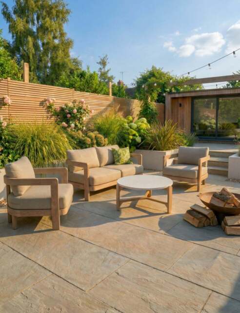 EVORA 4-Seater Wood Lounging Set with Coffee Table - image 1