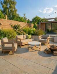 EVORA 4-Seater Wood Lounging Set with Coffee Table